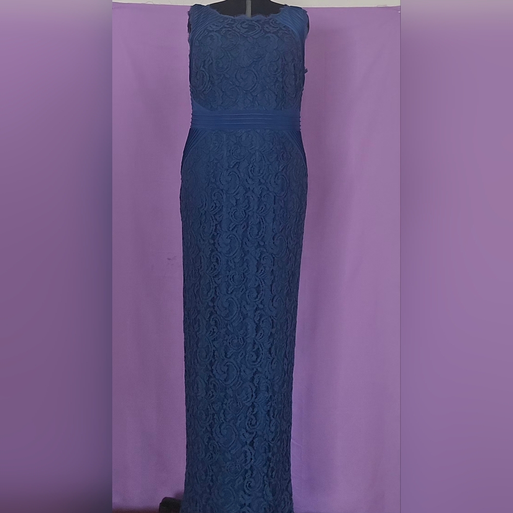 Adrianna Papell Navy Lace Maxi Dress